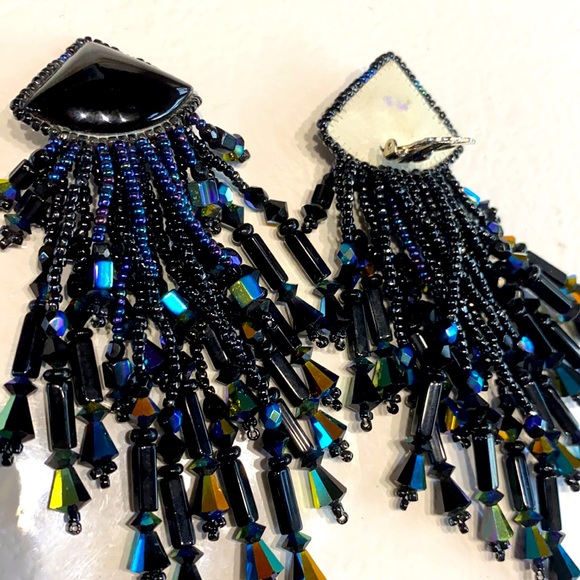 VINTAGE DESIGNER CHIPITA LOADED ONYX W BLACK AB CRYSTAL/GLASS BEADS - Picture 12 of 13